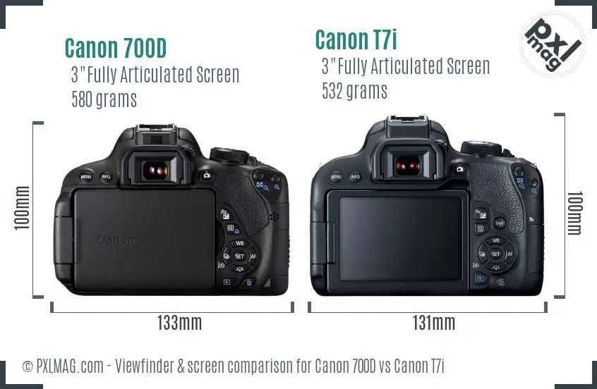 Canon 700D vs Canon T7i Screen and Viewfinder comparison