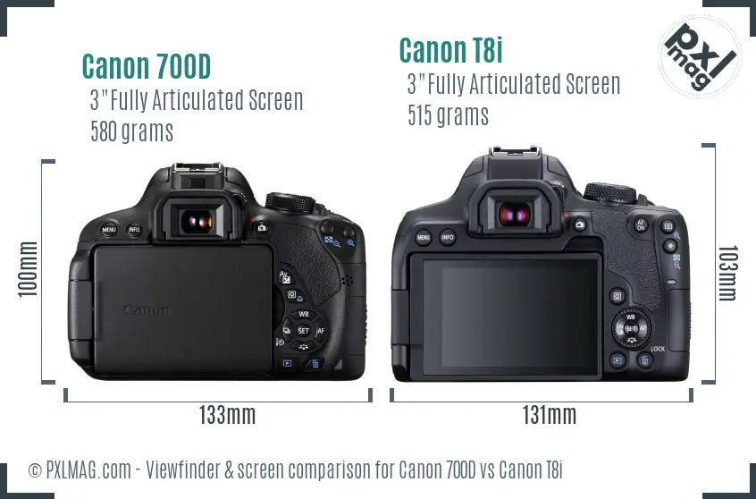 Canon 700D vs Canon T8i Screen and Viewfinder comparison