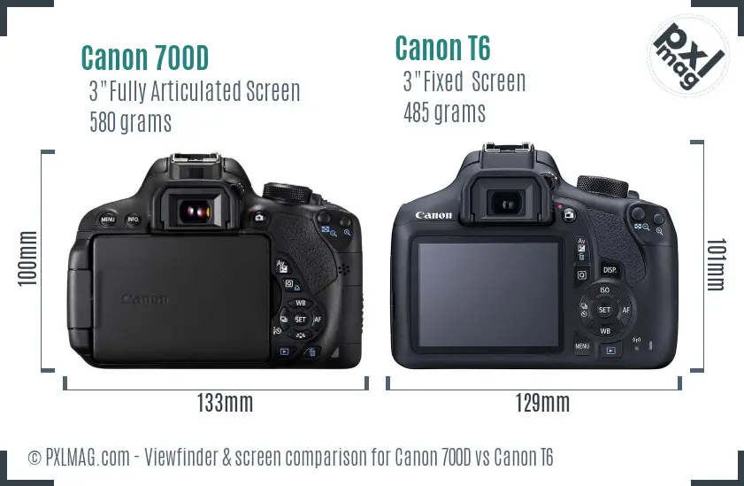 Canon 700D vs Canon T6 Screen and Viewfinder comparison