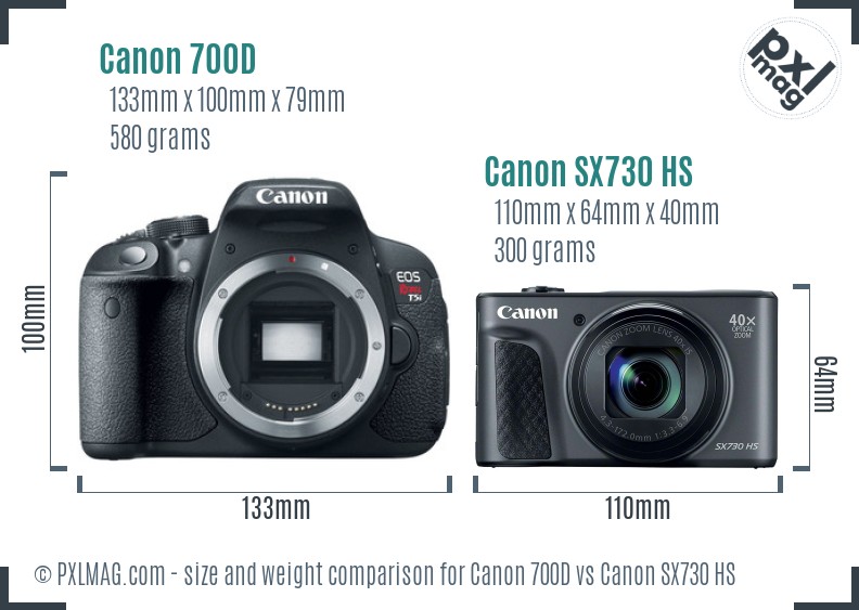 Canon 700D vs Canon SX730 HS size comparison Canon 700D vs Canon SX730 HS size comparison