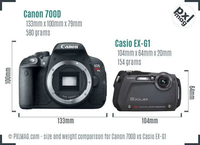 Canon 700D vs Casio EX-G1 size comparison