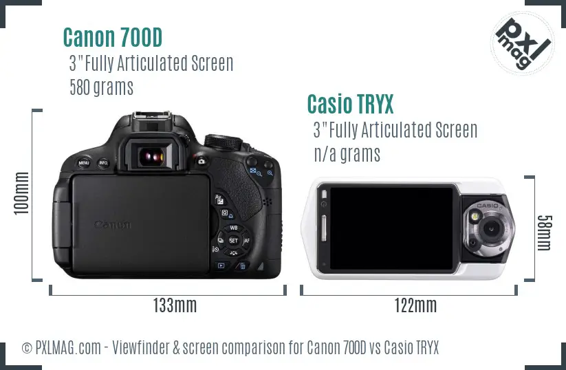 Canon 700D vs Casio TRYX Screen and Viewfinder comparison