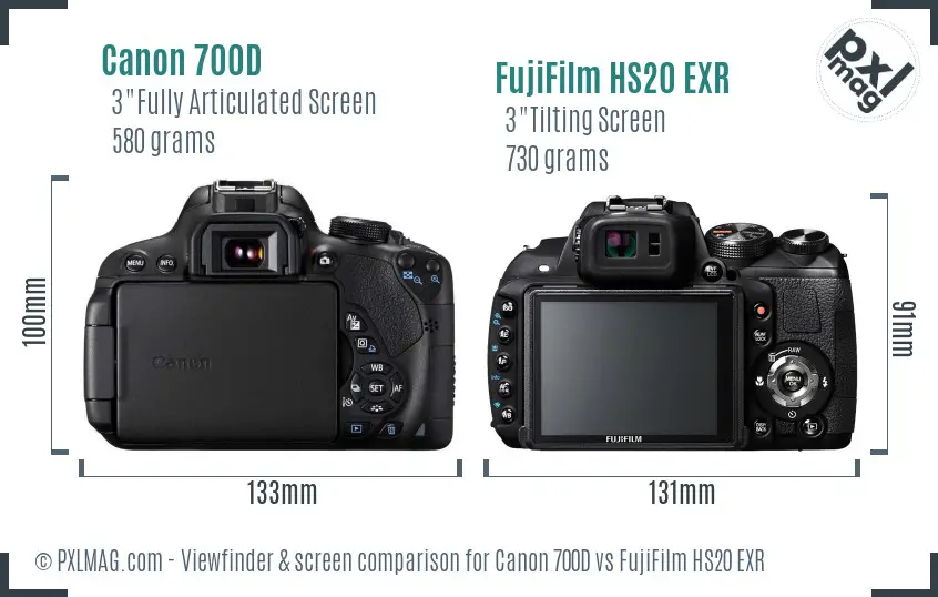 Canon 700D vs FujiFilm HS20 EXR Screen and Viewfinder comparison Canon 700D vs FujiFilm HS20 EXR Screen and Viewfinder comparison