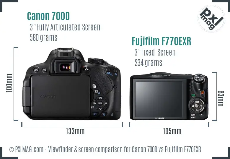 Canon 700D vs Fujifilm F770EXR Screen and Viewfinder comparison Canon 700D vs Fujifilm F770EXR Screen and Viewfinder comparison