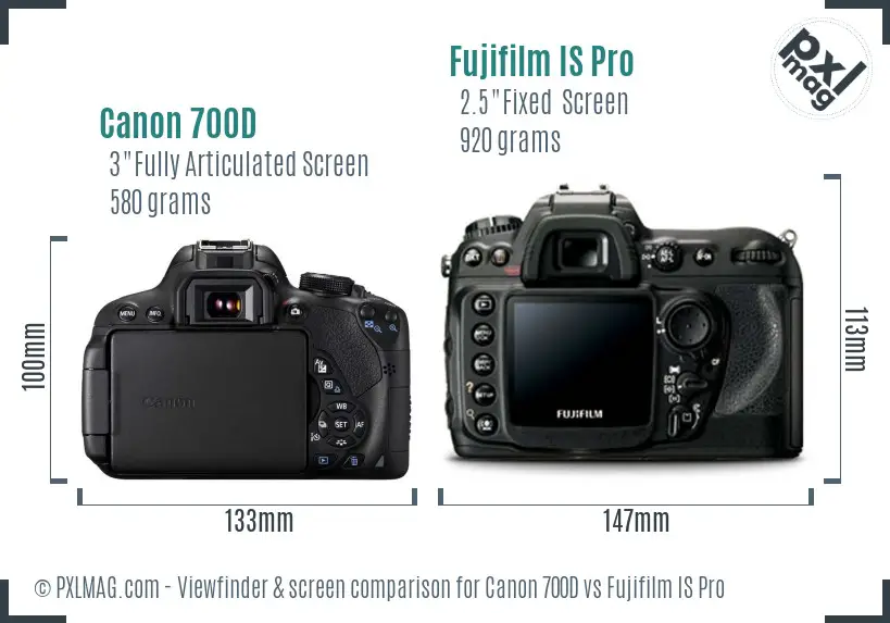 Canon 700D vs Fujifilm IS Pro Screen and Viewfinder comparison Canon 700D vs Fujifilm IS Pro Screen and Viewfinder comparison