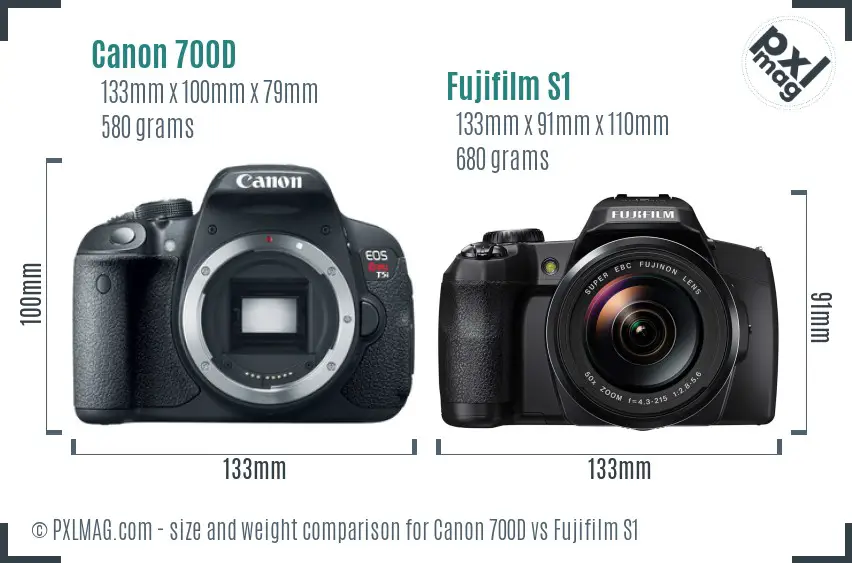 Canon 700D vs Fujifilm S1 size comparison