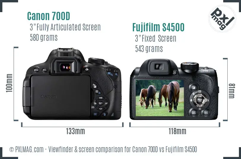 Canon 700D vs Fujifilm S4500 Screen and Viewfinder comparison