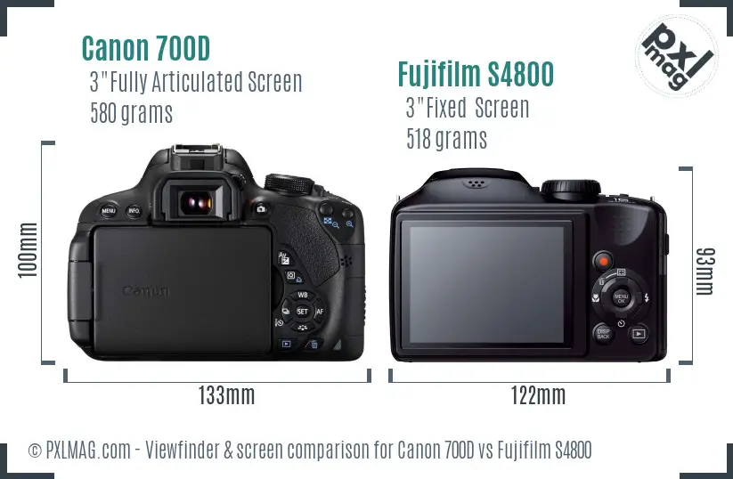 Canon 700D vs Fujifilm S4800 Screen and Viewfinder comparison Canon 700D vs Fujifilm S4800 Screen and Viewfinder comparison