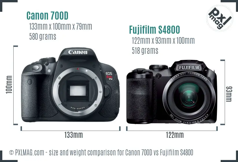 Canon 700D vs Fujifilm S4800 size comparison Canon 700D vs Fujifilm S4800 size comparison