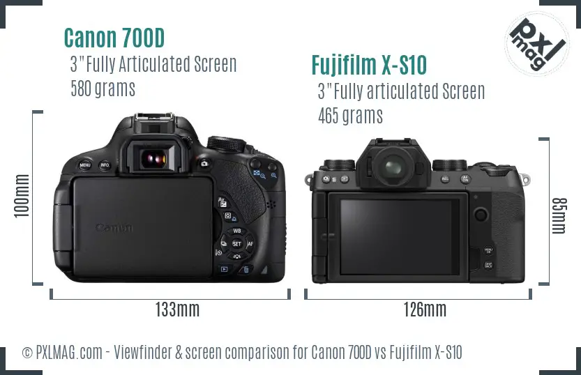 Canon 700D vs Fujifilm X-S10 Screen and Viewfinder comparison Canon 700D vs Fujifilm X-S10 Screen and Viewfinder comparison