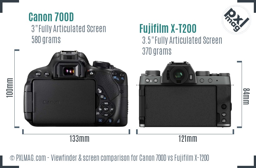 Canon 700D vs Fujifilm X-T200 Screen and Viewfinder comparison