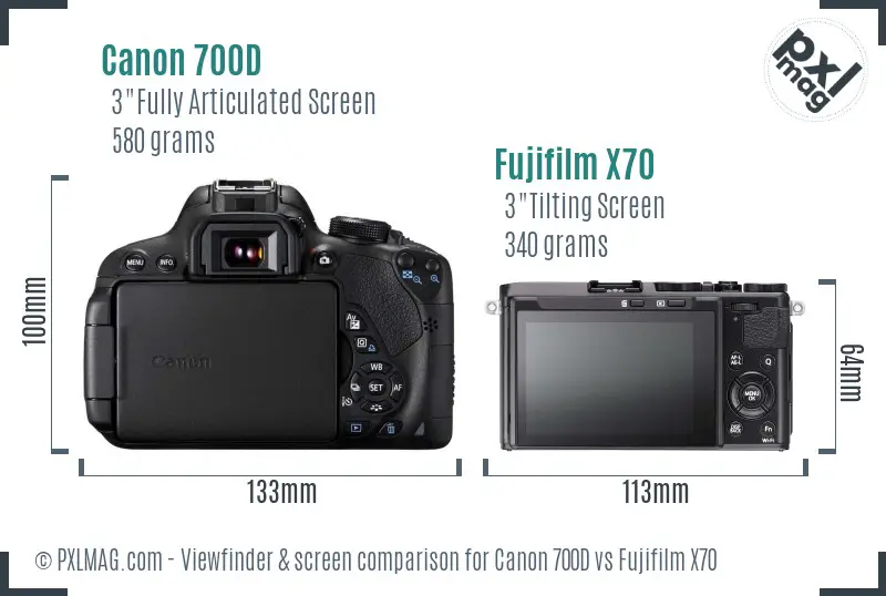 Canon 700D vs Fujifilm X70 Screen and Viewfinder comparison