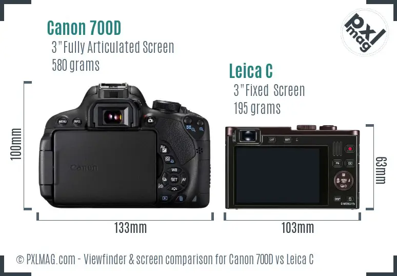 Canon 700D vs Leica C Screen and Viewfinder comparison