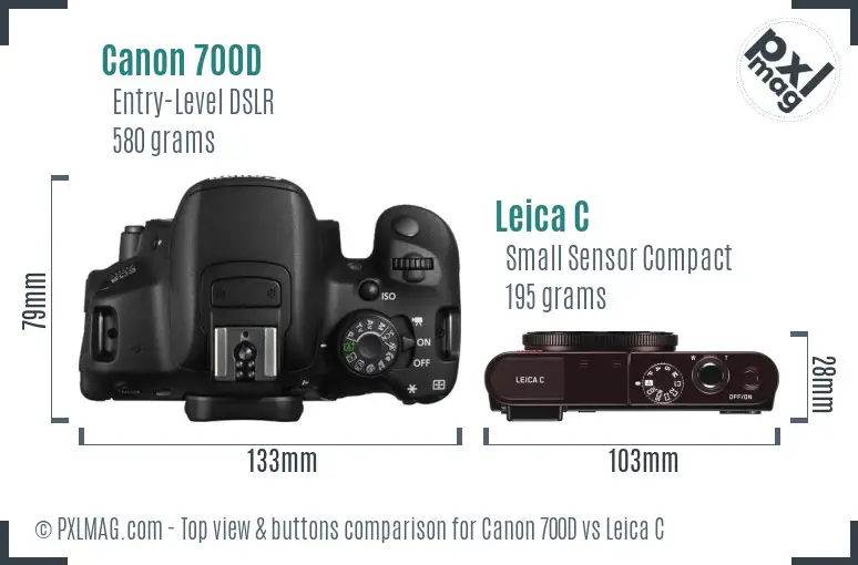 Canon 700D vs Leica C top view buttons comparison