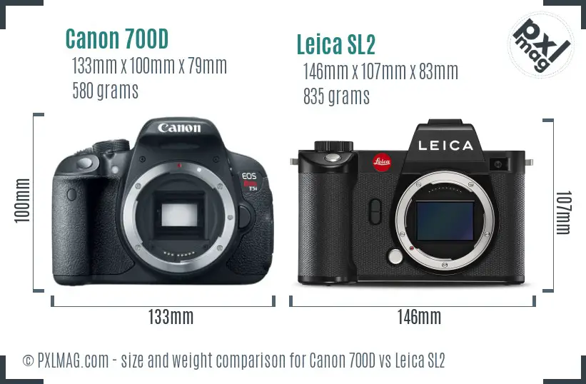 Canon 700D vs Leica SL2 size comparison