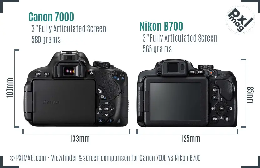 Canon 700D vs Nikon B700 Screen and Viewfinder comparison