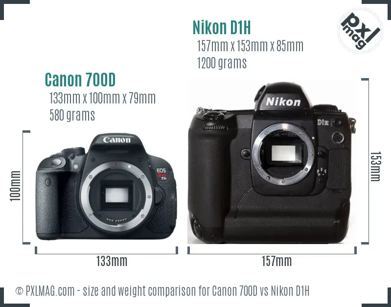 Canon 700D vs Nikon D1H size comparison