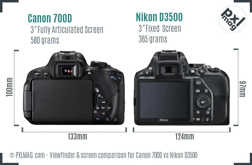 Canon 700D vs Nikon D3500 Screen and Viewfinder comparison