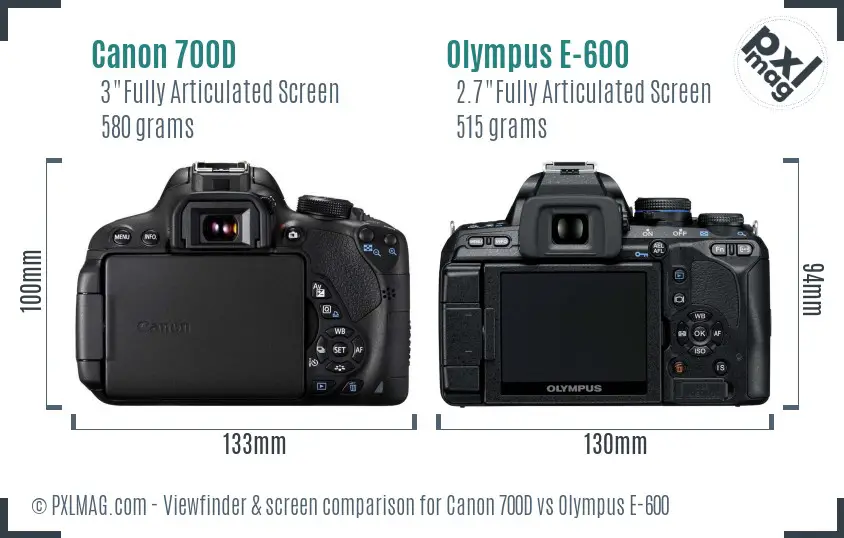 Canon 700D vs Olympus E-600 Screen and Viewfinder comparison Canon 700D vs Olympus E-600 Screen and Viewfinder comparison