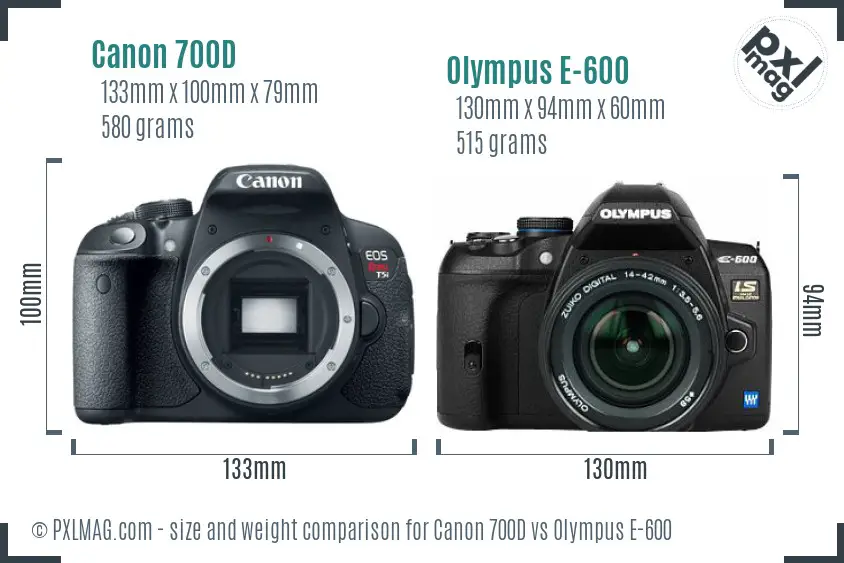 Canon 700D vs Olympus E-600 size comparison Canon 700D vs Olympus E-600 size comparison