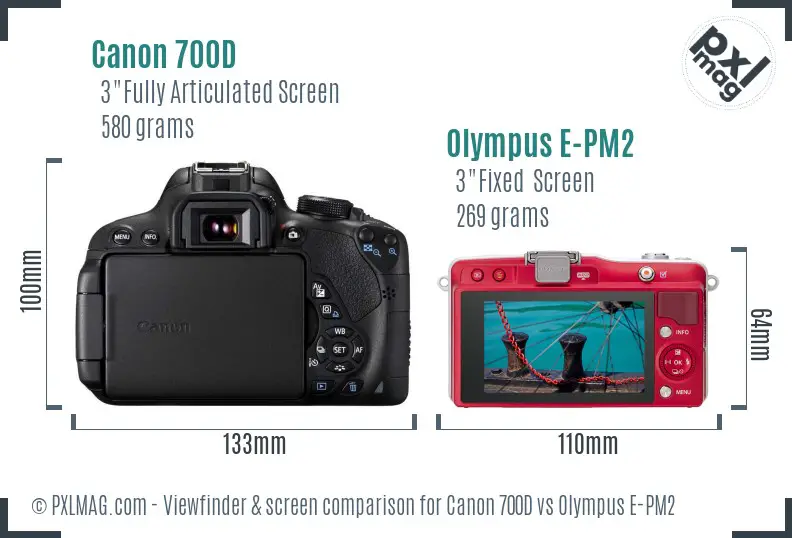 Canon 700D vs Olympus E-PM2 Screen and Viewfinder comparison