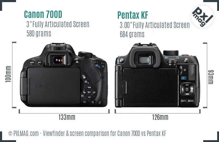 Canon 700D vs Pentax KF Screen and Viewfinder comparison