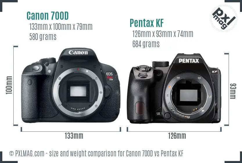 Canon 700D vs Pentax KF size comparison