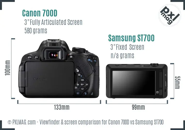 Canon 700D vs Samsung ST700 Screen and Viewfinder comparison
