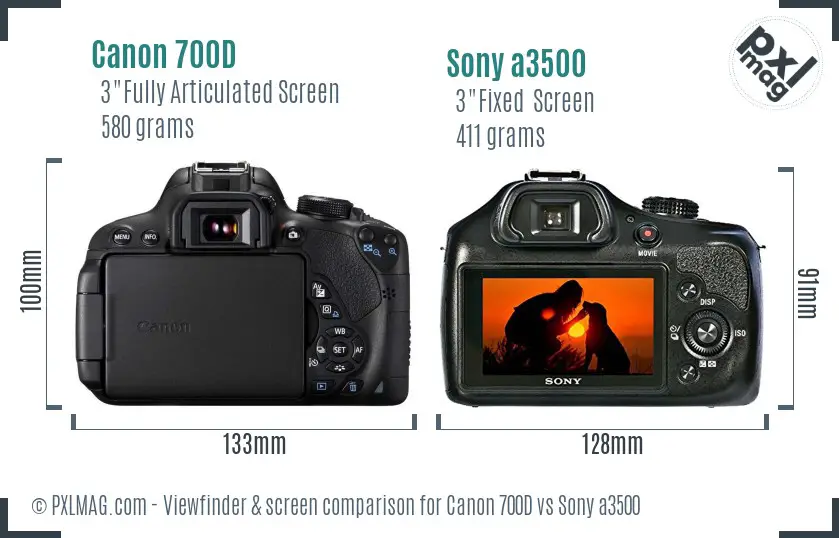 Canon 700D vs Sony a3500 Screen and Viewfinder comparison