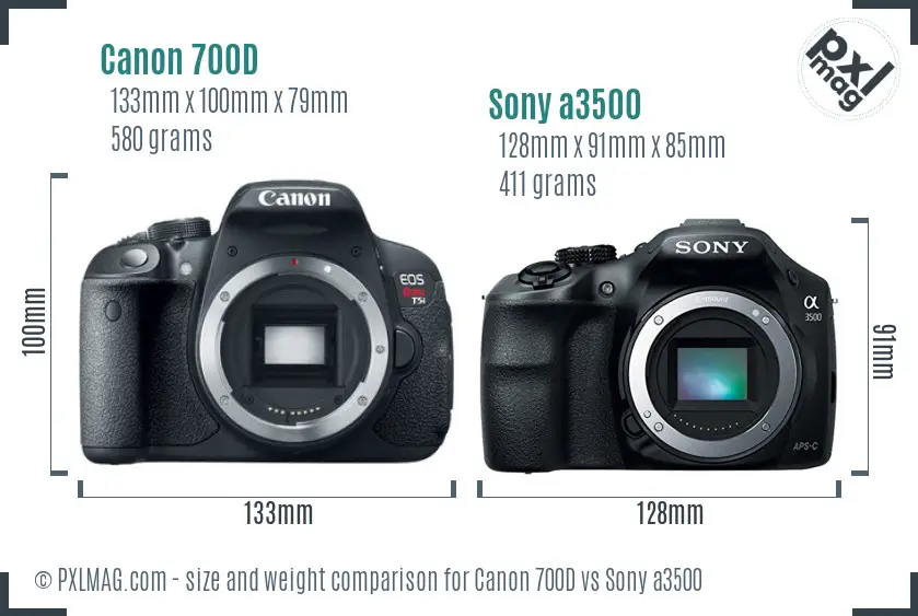 Canon 700D vs Sony a3500 size comparison Canon 700D vs Sony a3500 size comparison