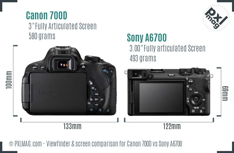 Canon 700D vs Sony A6700 Screen and Viewfinder comparison Canon 700D vs Sony A6700 Screen and Viewfinder comparison