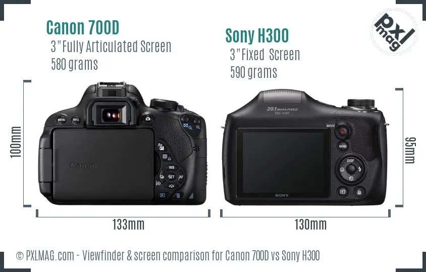 Canon 700D vs Sony H300 Screen and Viewfinder comparison Canon 700D vs Sony H300 Screen and Viewfinder comparison
