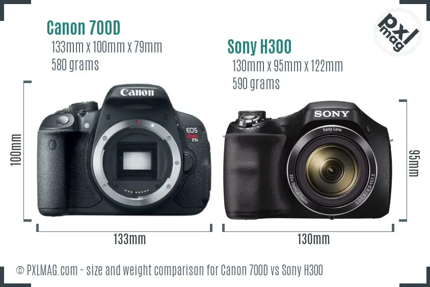 Canon 700D vs Sony H300 size comparison Canon 700D vs Sony H300 size comparison