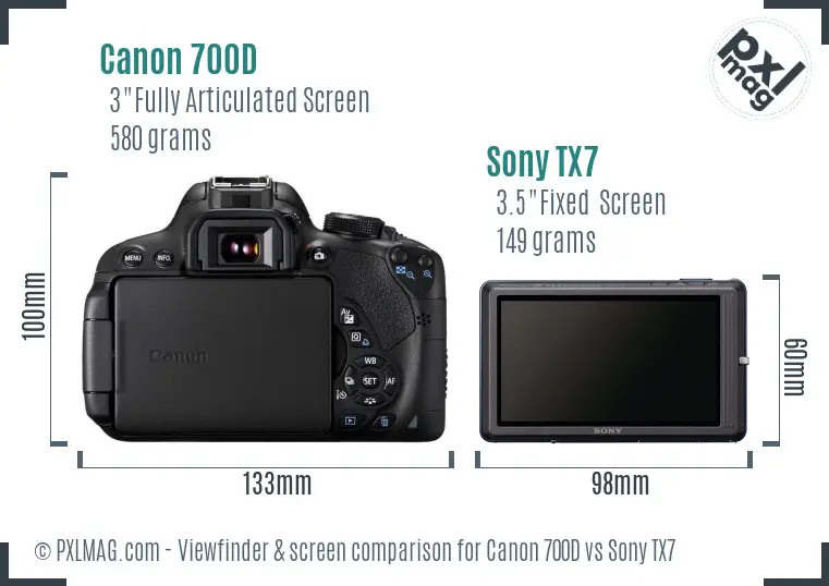 Canon 700D vs Sony TX7 Screen and Viewfinder comparison Canon 700D vs Sony TX7 Screen and Viewfinder comparison