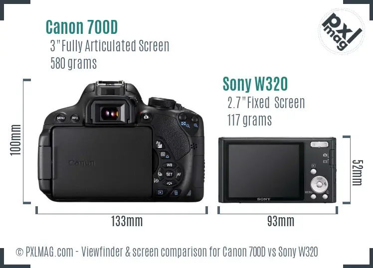Canon 700D vs Sony W320 Screen and Viewfinder comparison
