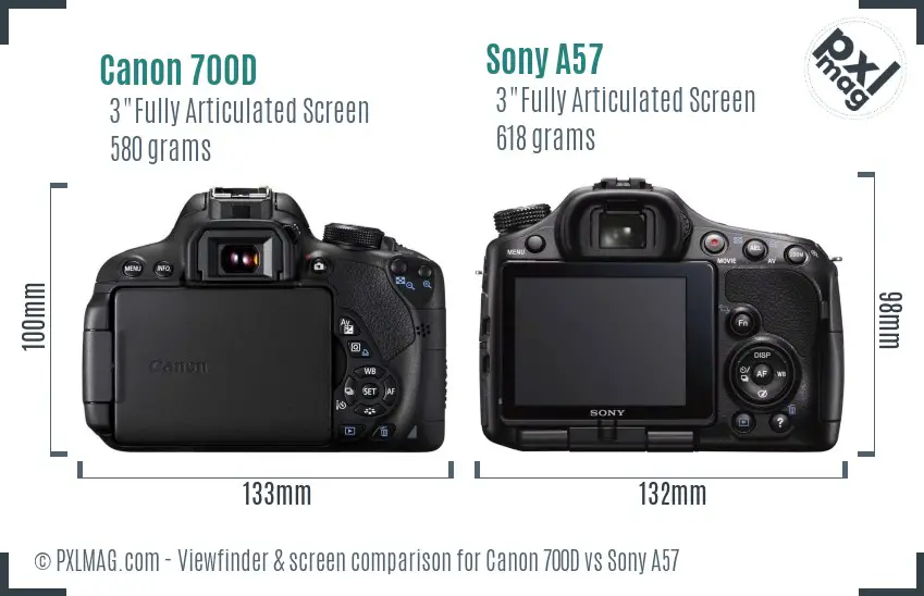 Canon 700D vs Sony A57 Screen and Viewfinder comparison