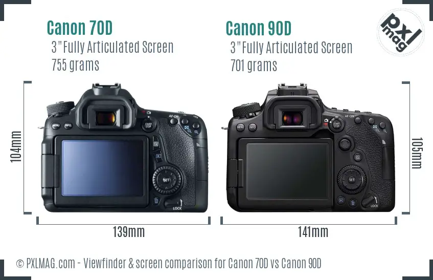 Canon 70D vs Canon 90D Screen and Viewfinder comparison