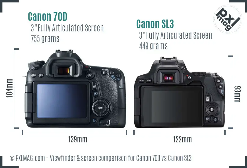 Canon 70D vs Canon SL3 Screen and Viewfinder comparison Canon 70D vs Canon SL3 Screen and Viewfinder comparison