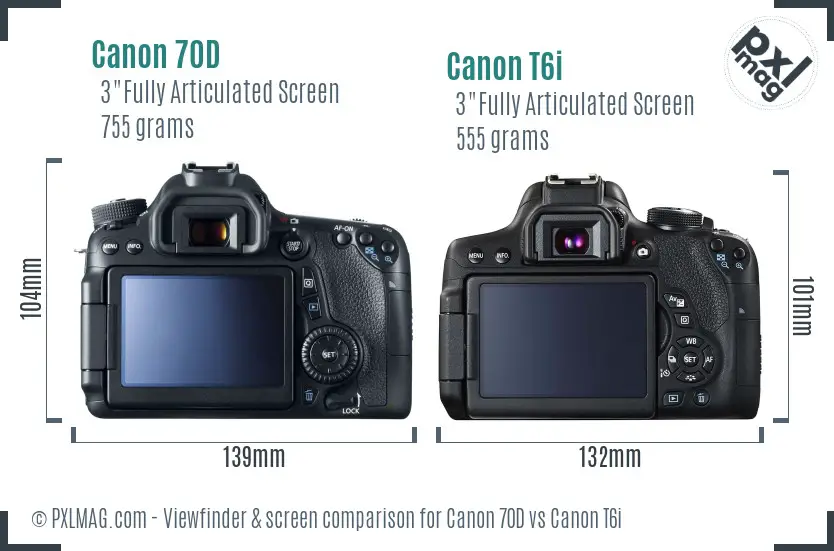 Canon 70D vs Canon T6i Screen and Viewfinder comparison Canon 70D vs Canon T6i Screen and Viewfinder comparison