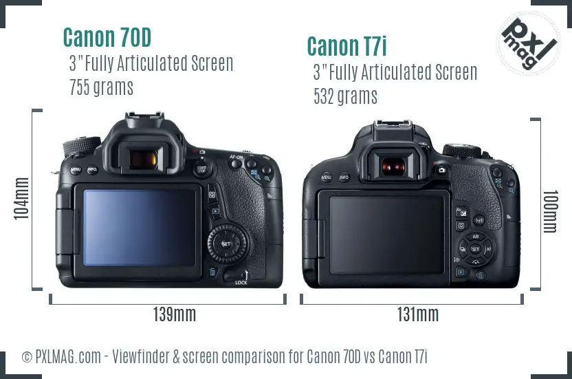 Canon 70D vs Canon T7i Screen and Viewfinder comparison