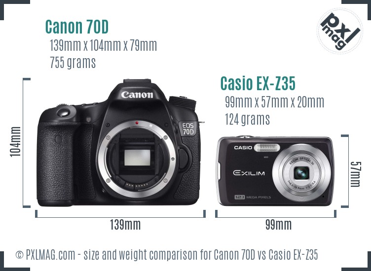 Canon 70D vs Casio EX-Z35 size comparison Canon 70D vs Casio EX-Z35 size comparison