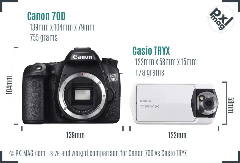 Canon 70D vs Casio TRYX size comparison Canon 70D vs Casio TRYX size comparison