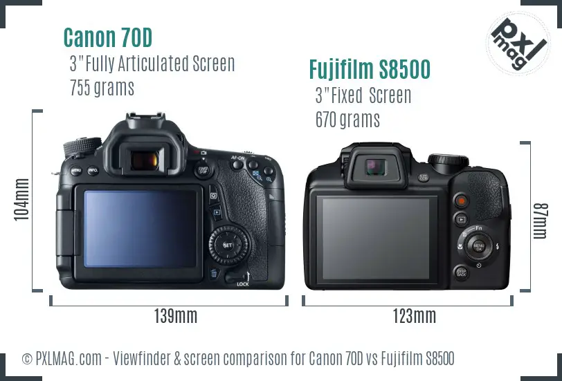 Canon 70D vs Fujifilm S8500 Screen and Viewfinder comparison