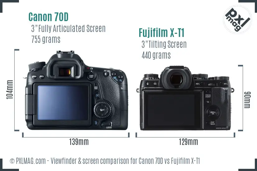 Canon 70D vs Fujifilm X-T1 Screen and Viewfinder comparison Canon 70D vs Fujifilm X-T1 Screen and Viewfinder comparison