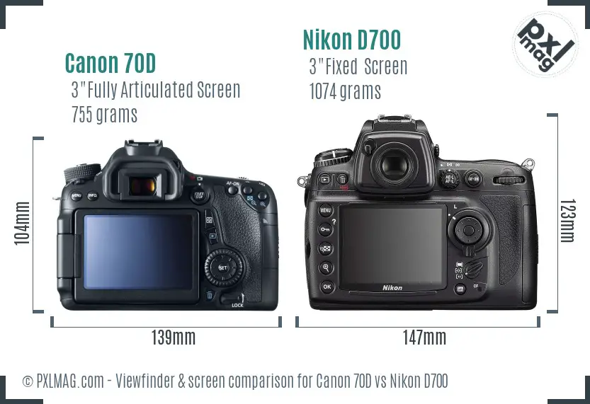 Canon 70D vs Nikon D700 Screen and Viewfinder comparison Canon 70D vs Nikon D700 Screen and Viewfinder comparison