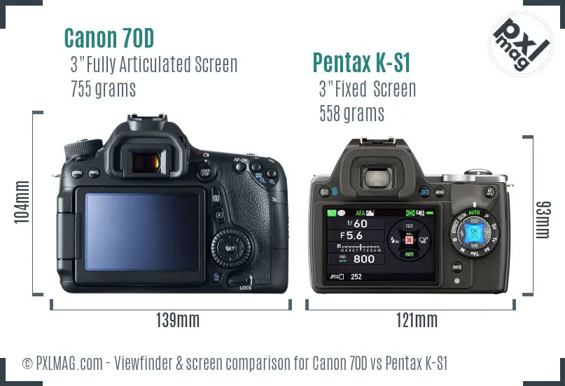 Canon 70D vs Pentax K-S1 Screen and Viewfinder comparison Canon 70D vs Pentax K-S1 Screen and Viewfinder comparison
