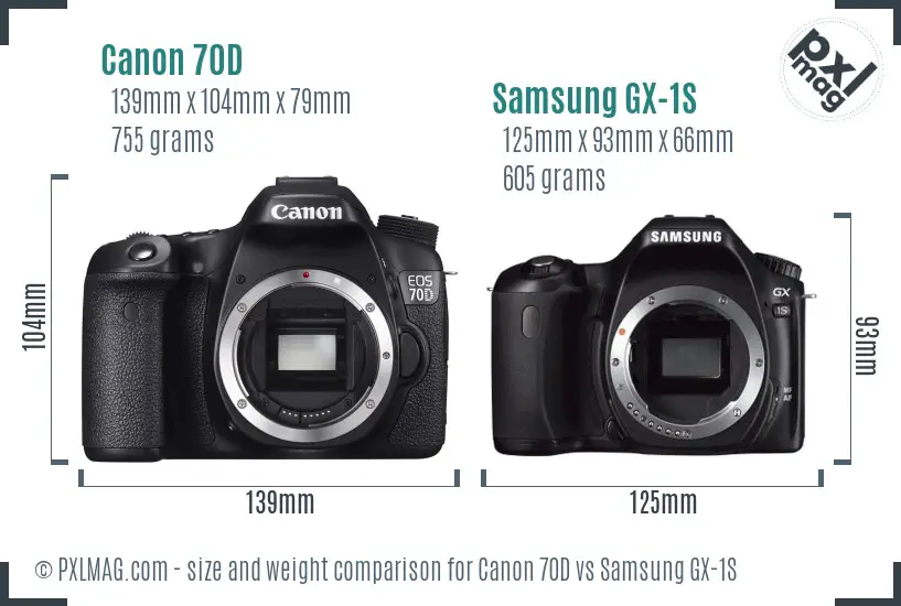 Canon 70D vs Samsung GX-1S size comparison