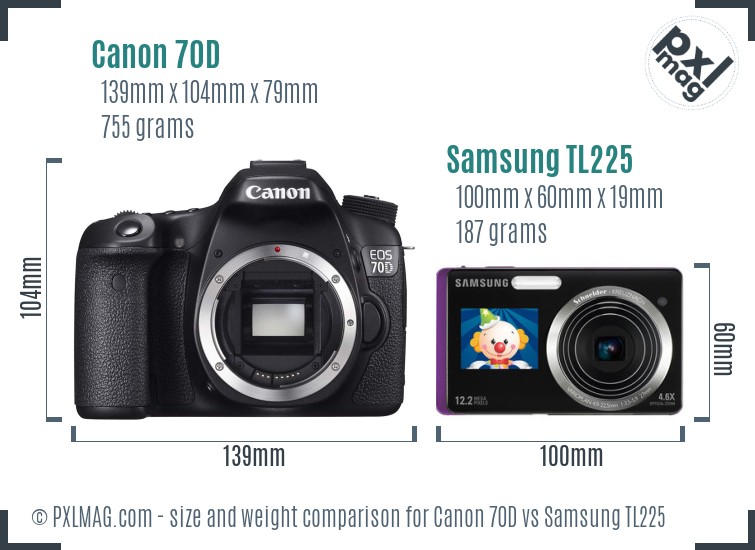 Canon 70D vs Samsung TL225 size comparison Canon 70D vs Samsung TL225 size comparison