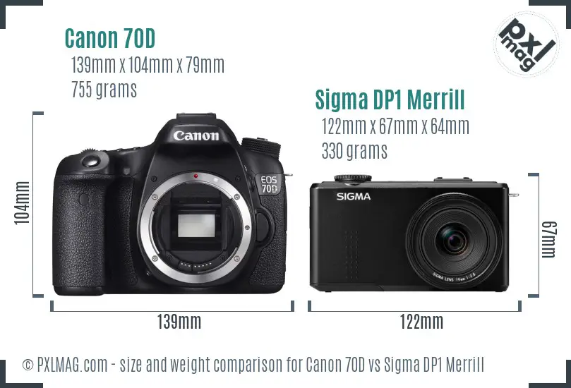 Canon 70D vs Sigma DP1 Merrill size comparison