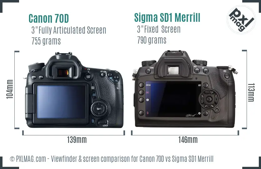 Canon 70D vs Sigma SD1 Merrill Screen and Viewfinder comparison